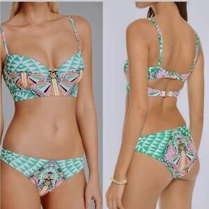 Mara Hoffman Mint and Pink Patterned Bikini top